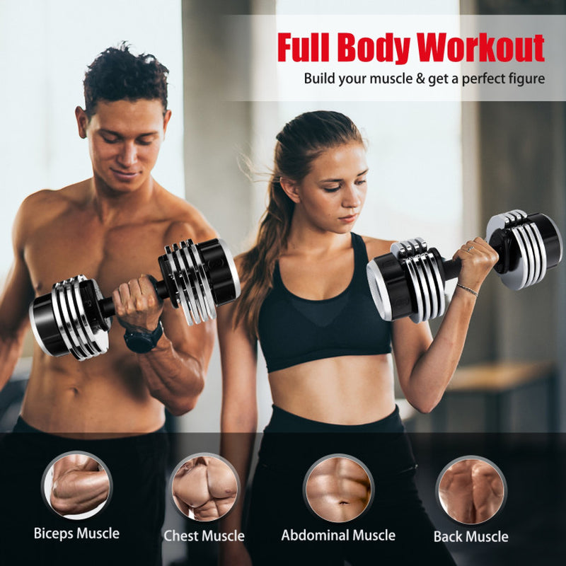 5-In-1 Weight Adjustable Dumbbell with Anti-Slip Fast Adjust Turning Handle